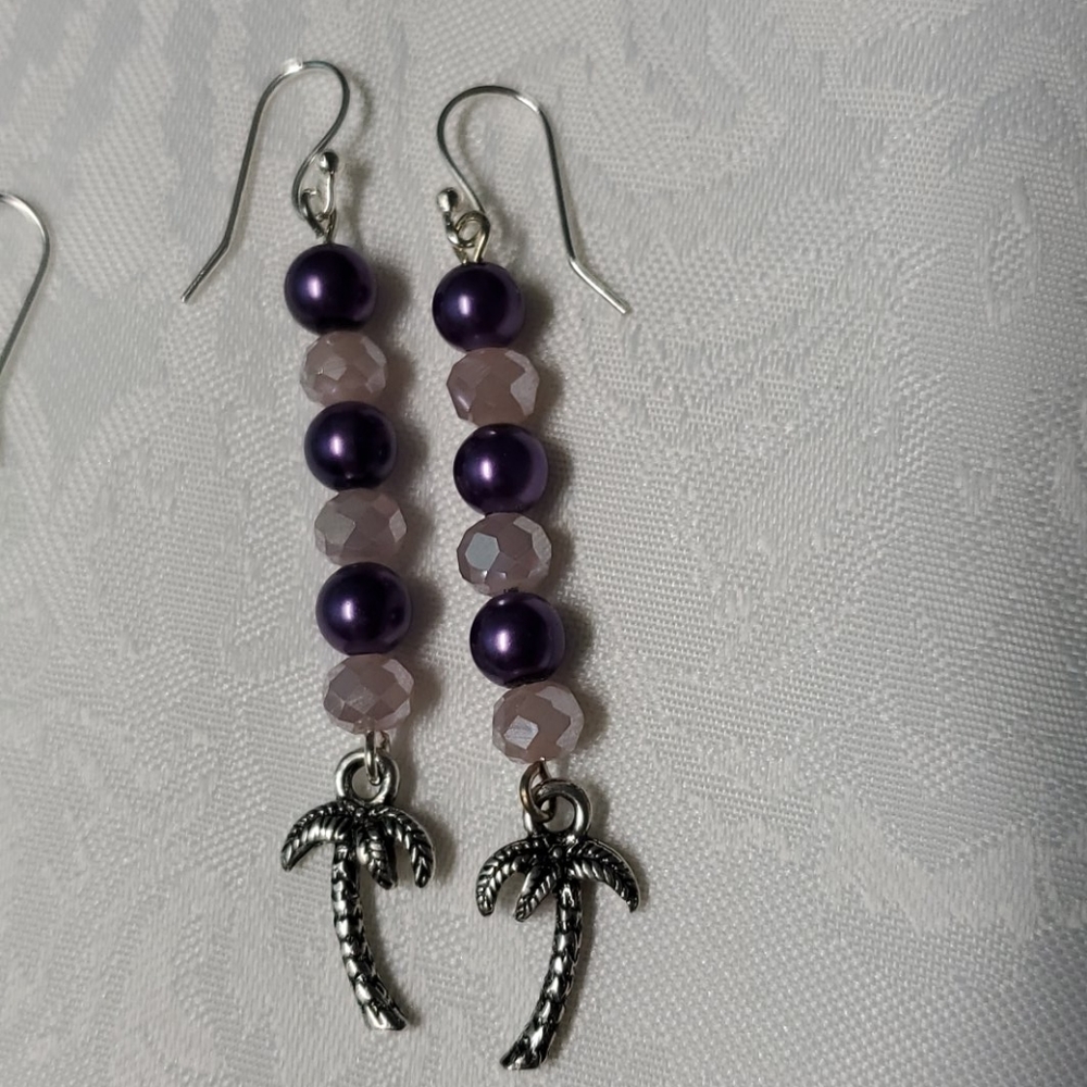 Sterling Silver Pierced Palm Tree Earrings!